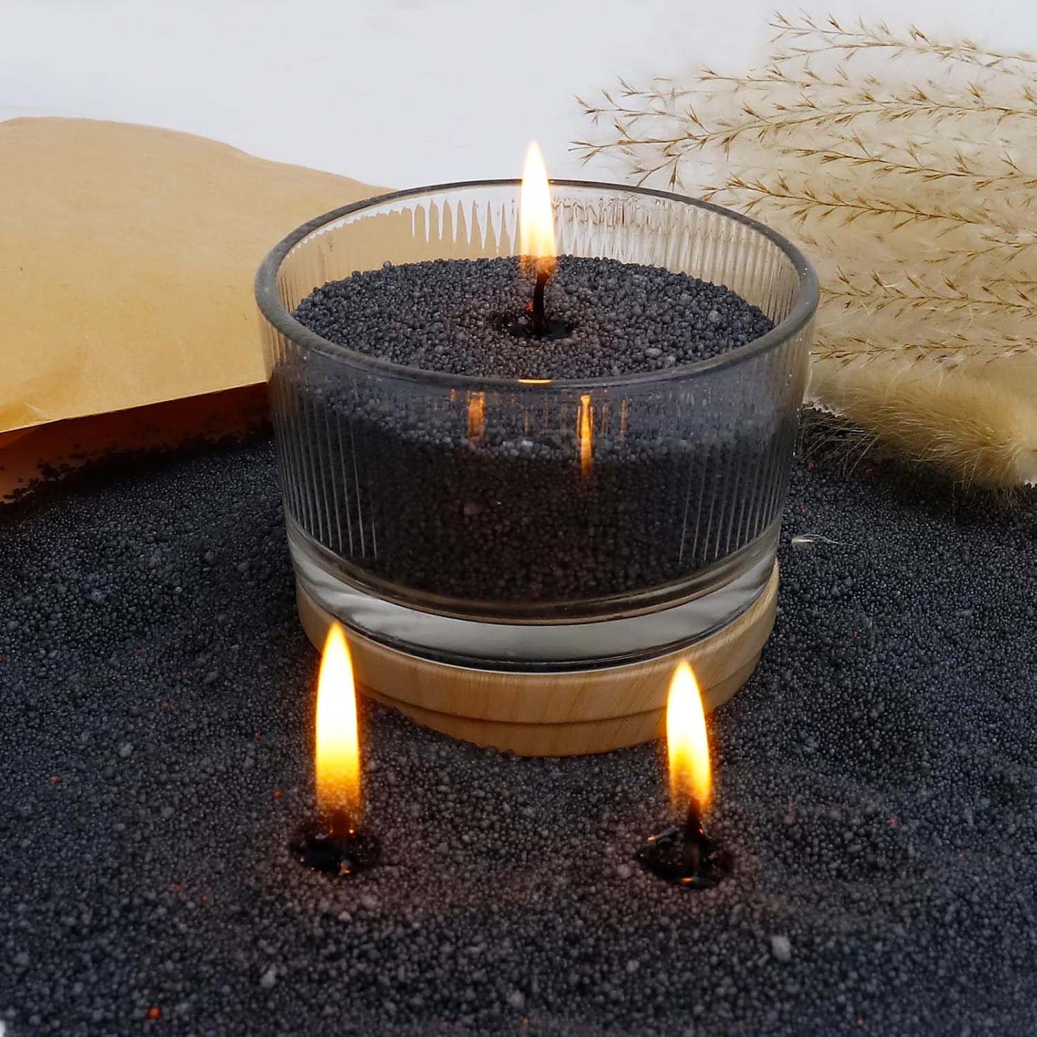 Candle Making With Beeswax - Black Candle Sand with Wick, 200g