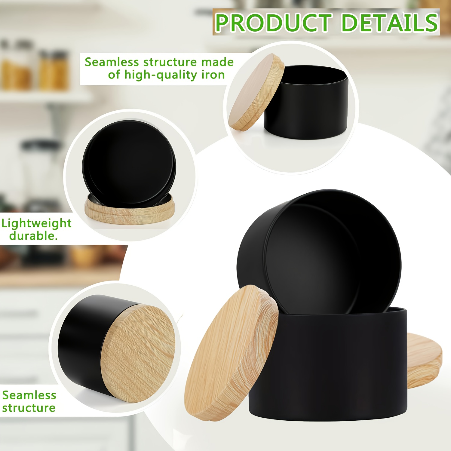 Black candle jars with wood li - Candle Making Jars Wholesale ulasan dan harga