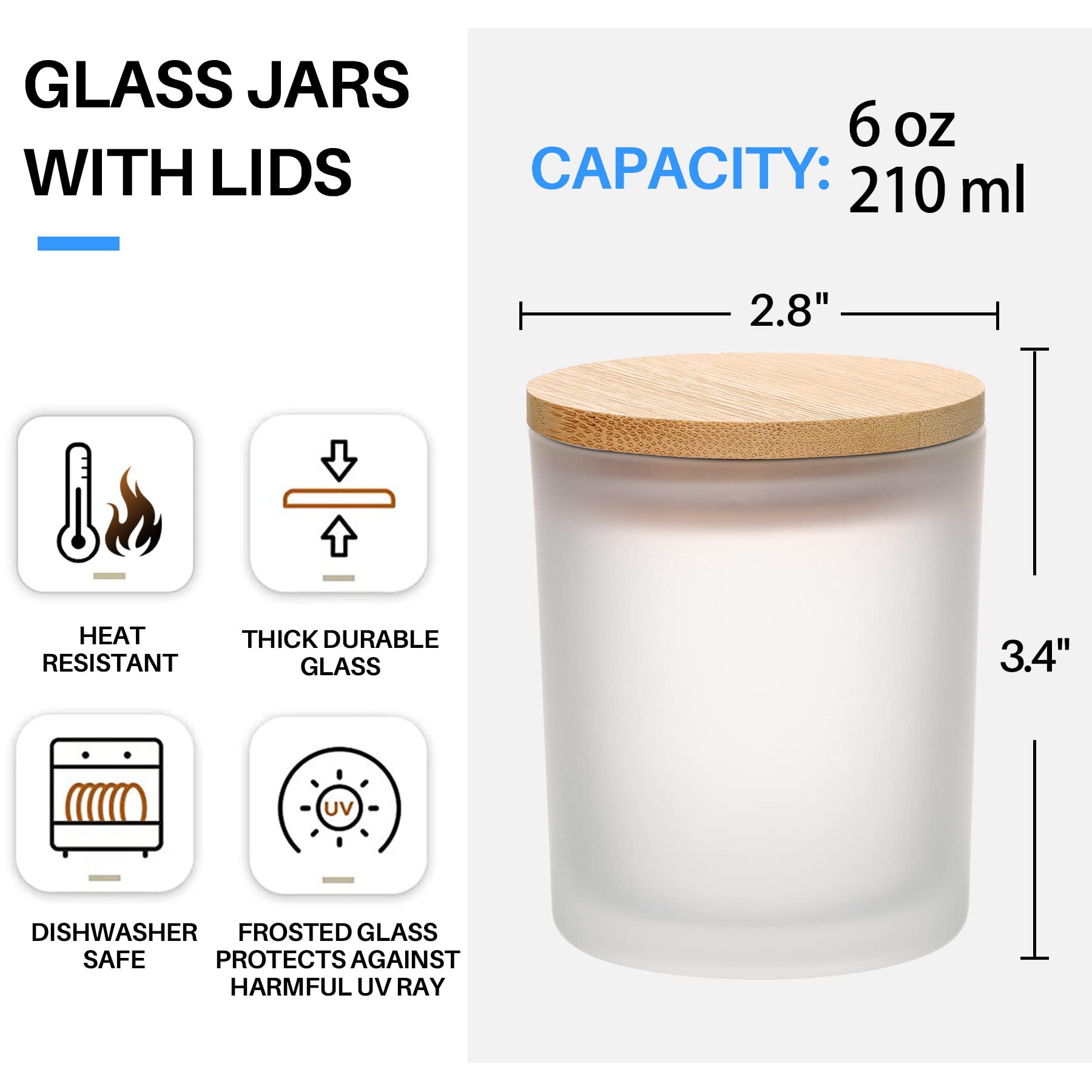 6-Pack 6OZ Frosted Amber Glass - Candle Making Jars Wholesale ulasan dan harga